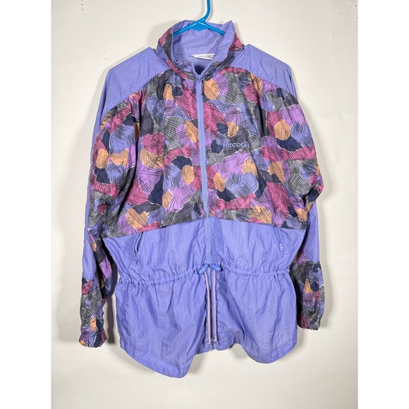 Reebok Jackets & Blazers - Vintage Reebok Womens Purple Abstract Print Full Zip Windbreaker Jacket Small